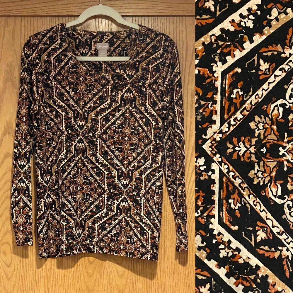 Chico’s Layering Tee Top, Sz Chico’s 1 (standard Sz 8)